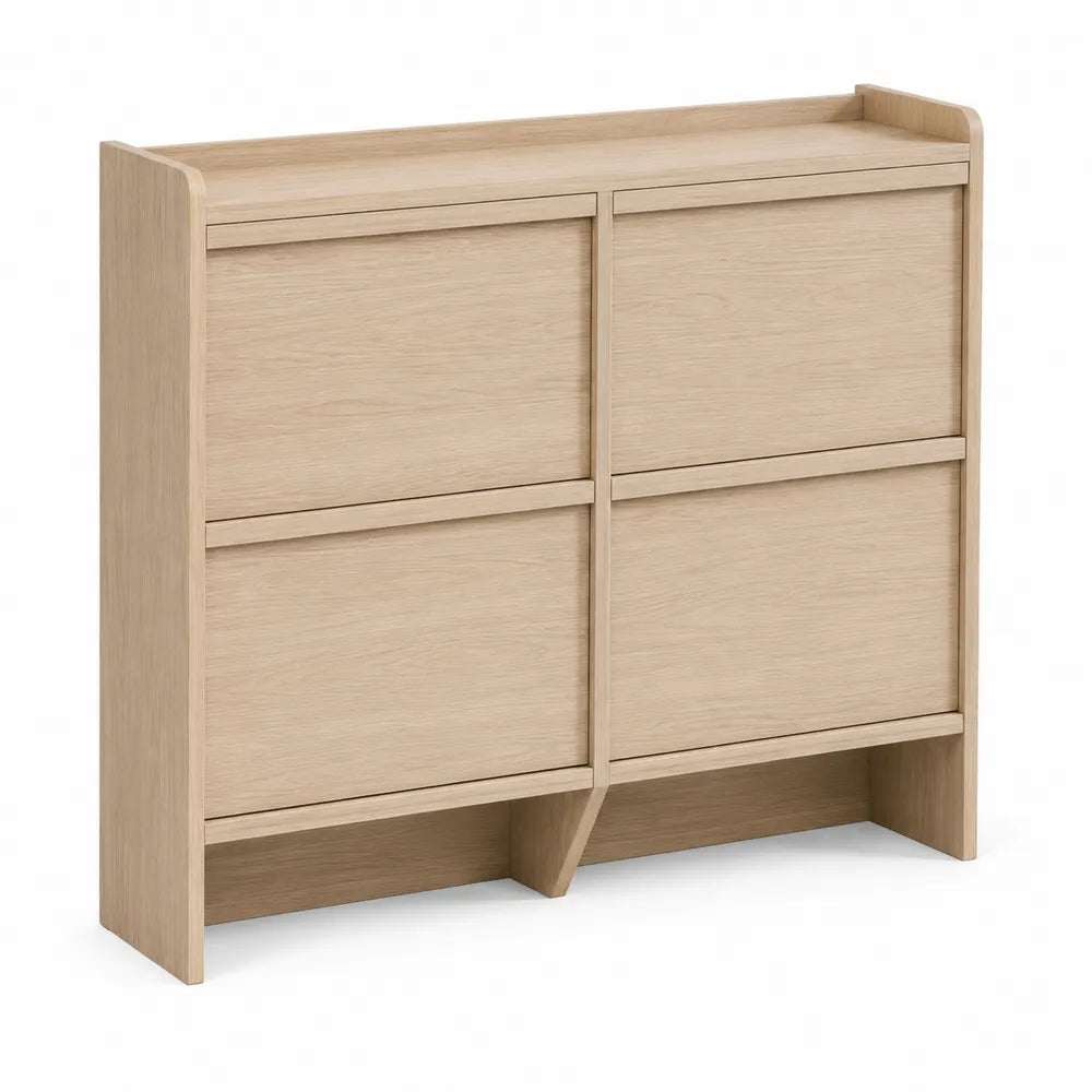 Scarpiera a 4 scomparti in legno chiaro