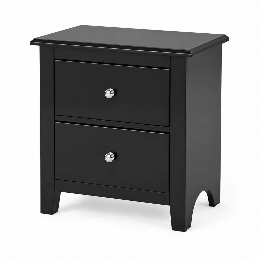 Comodino nero a 2 cassetti in legno MDF
