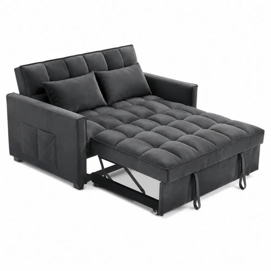 Divano Letto in Tessuto Grigio Scuro