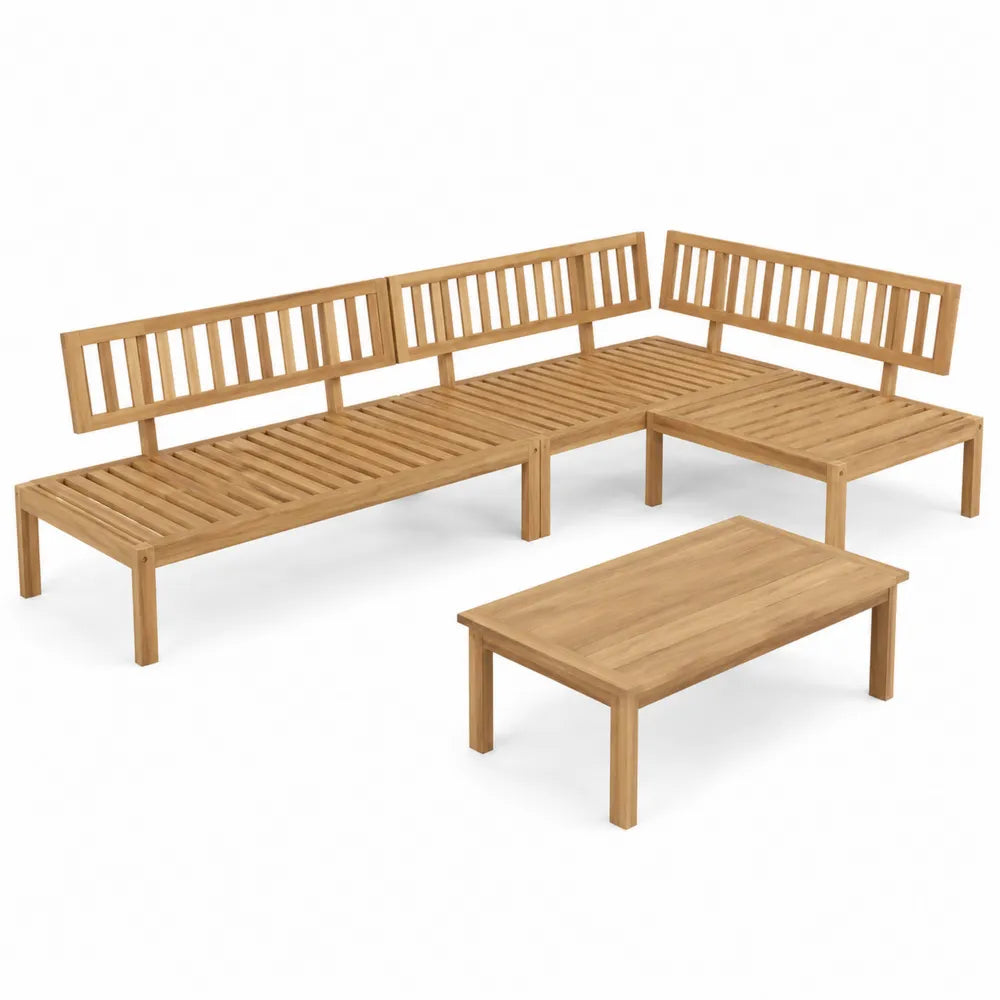Set Divano Angolare da Esterno in Legno