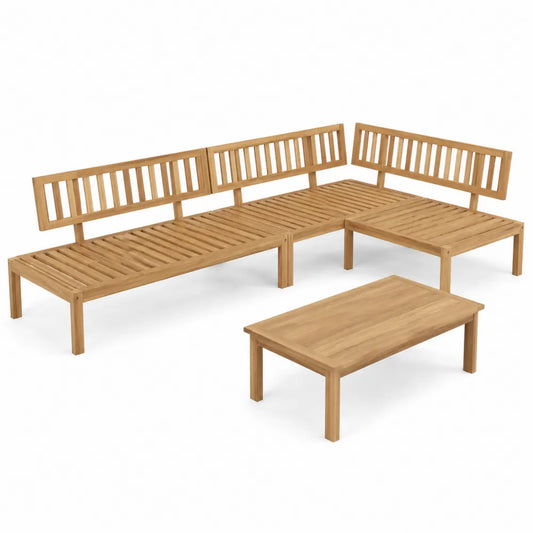 Set Divano Angolare da Esterno in Legno