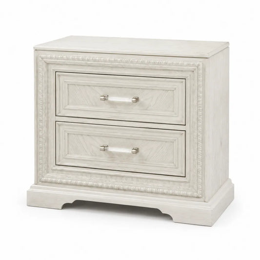 Comodino in legno con due cassetti