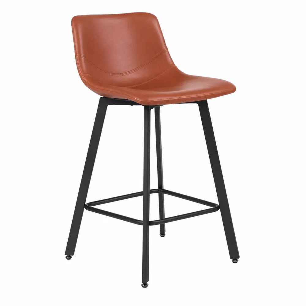 Sgabello da Bar in Pelle PU con Struttura in Metallo Verniciato Nero